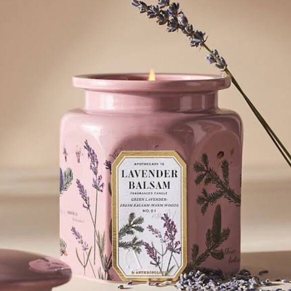 Anthropologie Apothecary 18 Fresh Lavender Balsam Ceramic Jar Candle NWT - Picture 3 of 3
